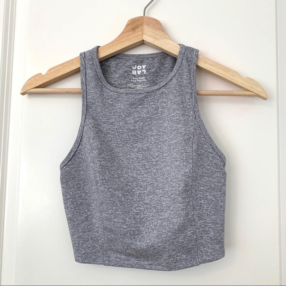 Joy Lab Heather Gray Mini Stripe Long Crop Top